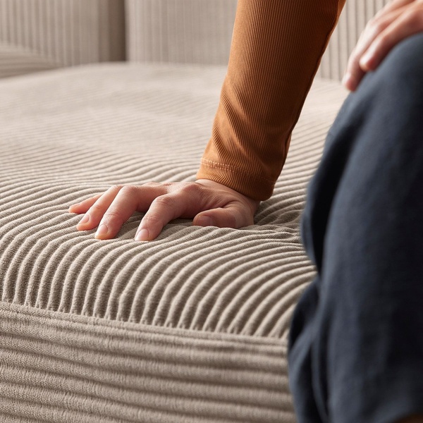 sofa slipcover, couch protector, furniture cover, sofa fabric cover, textured sofa cover, product demo, lifestyle, calm, trustworthy, neutral, brown